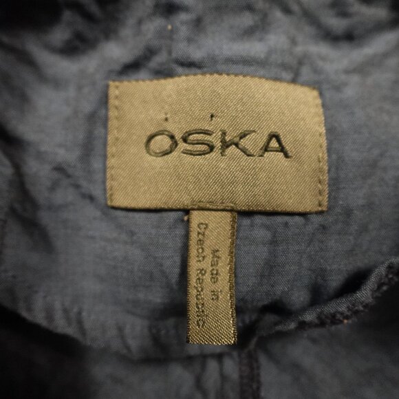 OSKA Jacket Women’s Size 1 Navy Blue Asymmetric Snap Front Minimalist - Picture 2 of 13